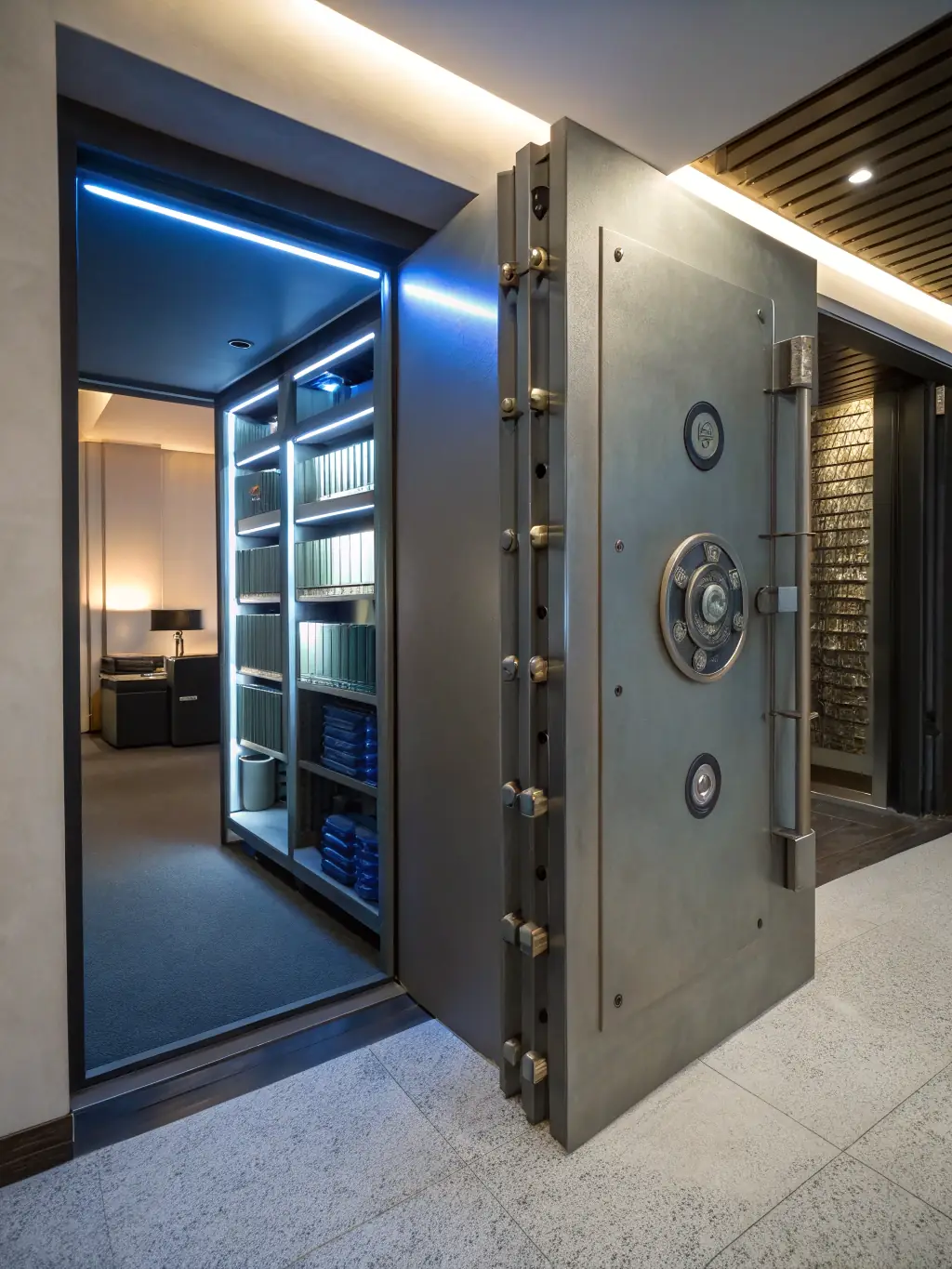An image of a secure vault with financial documents, symbolizing the importance of secure financial planning and risk management in preserving wealth.